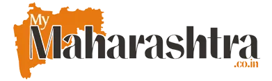 Logo for My Maharashtra: orange outline map of Maharashtra beside gray 'Maharashtra' text with small orange 'co.in'.